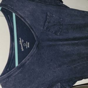 Distressed navy blue large v neck tee shirt